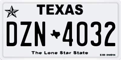 TX license plate DZN4032