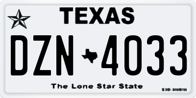 TX license plate DZN4033