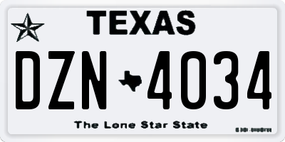 TX license plate DZN4034