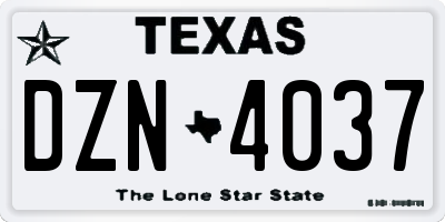 TX license plate DZN4037