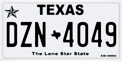 TX license plate DZN4049