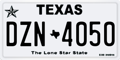 TX license plate DZN4050