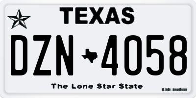 TX license plate DZN4058
