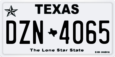 TX license plate DZN4065