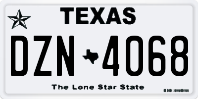 TX license plate DZN4068