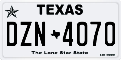 TX license plate DZN4070