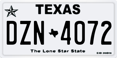 TX license plate DZN4072
