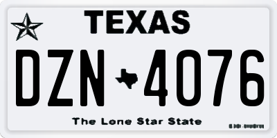 TX license plate DZN4076