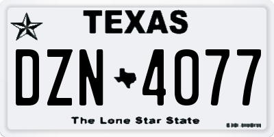 TX license plate DZN4077