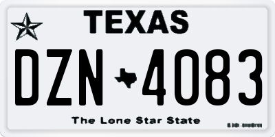 TX license plate DZN4083