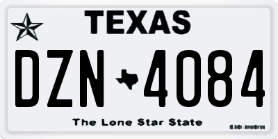 TX license plate DZN4084