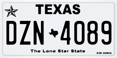 TX license plate DZN4089