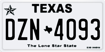 TX license plate DZN4093