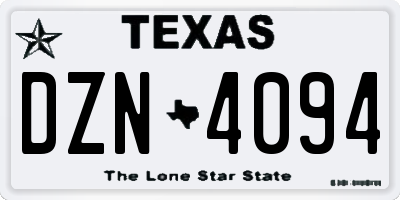 TX license plate DZN4094