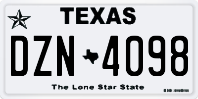 TX license plate DZN4098