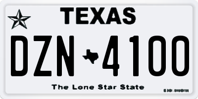 TX license plate DZN4100