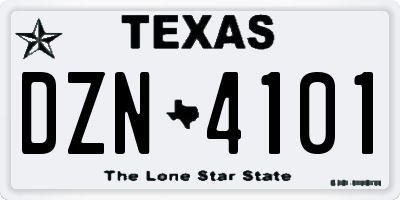 TX license plate DZN4101