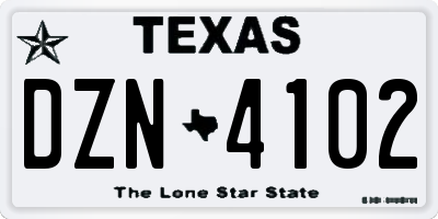 TX license plate DZN4102