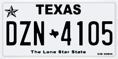 TX license plate DZN4105