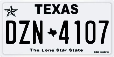 TX license plate DZN4107