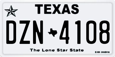 TX license plate DZN4108