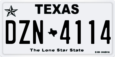 TX license plate DZN4114