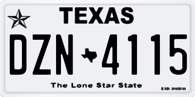 TX license plate DZN4115