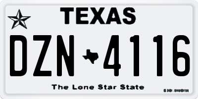 TX license plate DZN4116