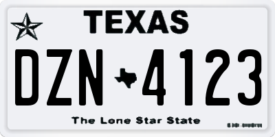 TX license plate DZN4123