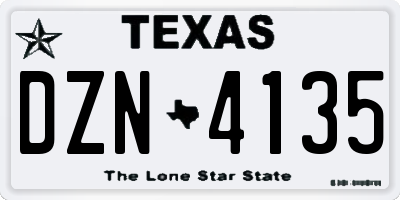 TX license plate DZN4135