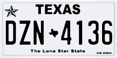 TX license plate DZN4136