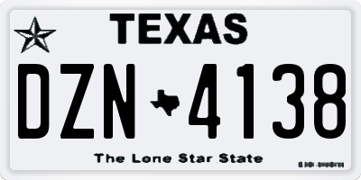 TX license plate DZN4138
