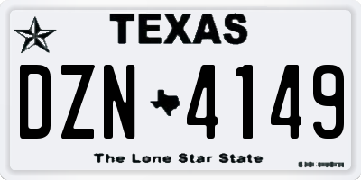 TX license plate DZN4149
