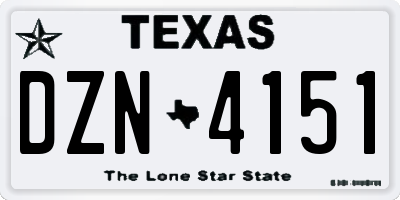 TX license plate DZN4151