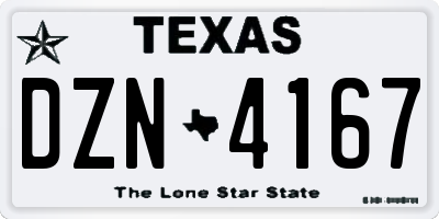 TX license plate DZN4167