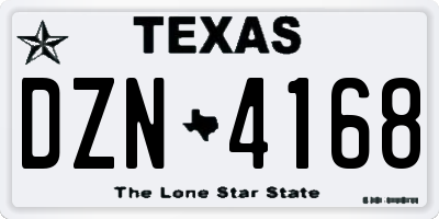 TX license plate DZN4168