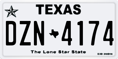 TX license plate DZN4174