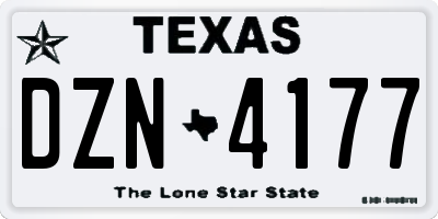 TX license plate DZN4177