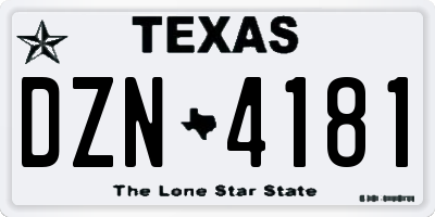 TX license plate DZN4181