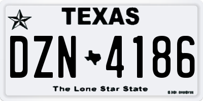TX license plate DZN4186