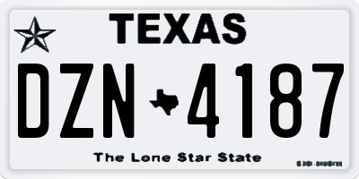 TX license plate DZN4187
