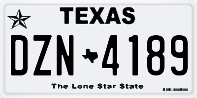 TX license plate DZN4189