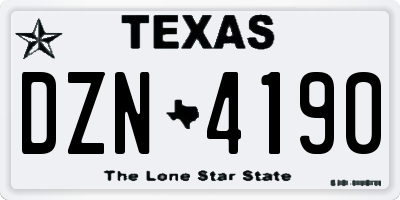 TX license plate DZN4190