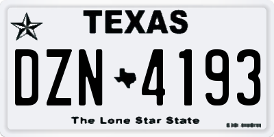 TX license plate DZN4193