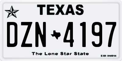 TX license plate DZN4197