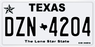 TX license plate DZN4204