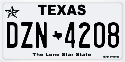 TX license plate DZN4208