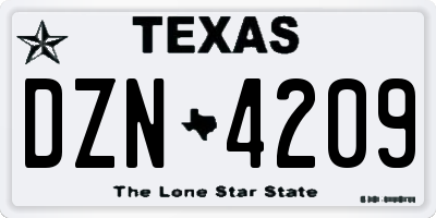 TX license plate DZN4209