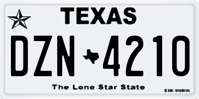 TX license plate DZN4210