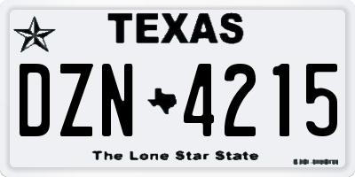 TX license plate DZN4215